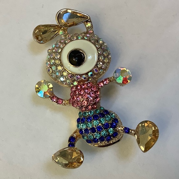 Pink and Blue Rhinestone Cartoon looking Ant Brooch/Pendant - Picture 5 of 7